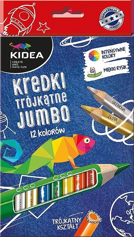 Kredki kidea trójkątne grube 12 kolorów