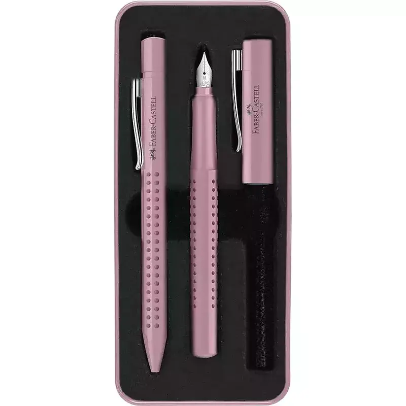 Zestaw prezentowy grip 2010 pióro wieczne + długopis rose shadows opakowanie metalowe faber-castell
