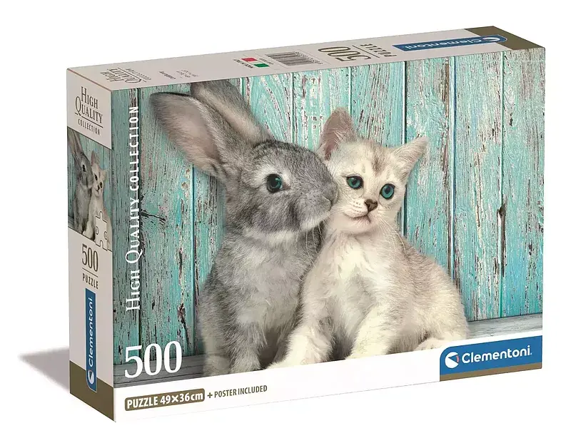 Puzzle 500 compact cat & bunny 35539