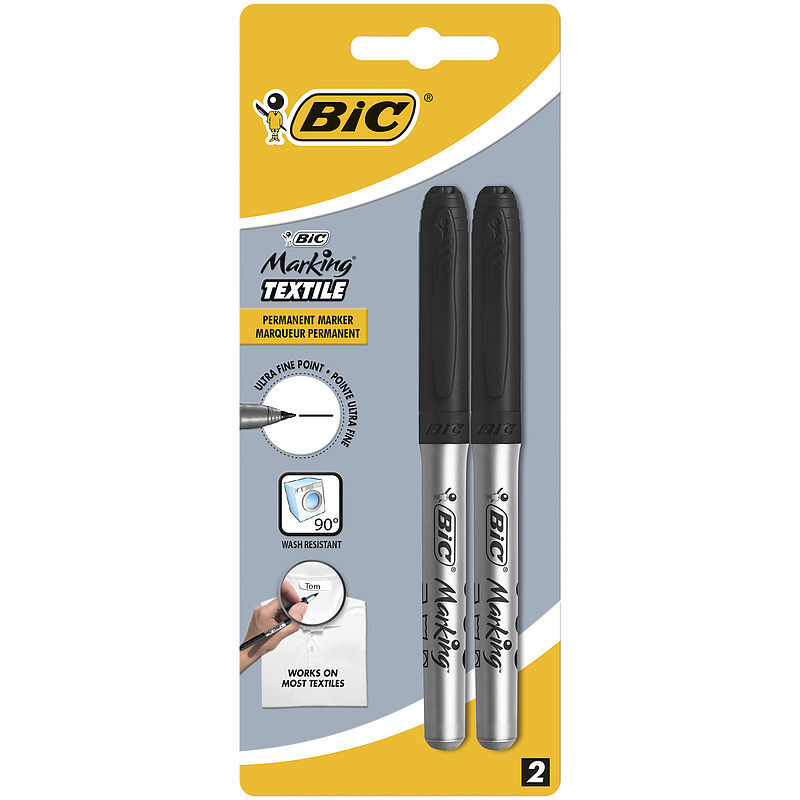 Marker bic marking do tekstyliów textile 0,9mm  czarny blister 2 sztuki