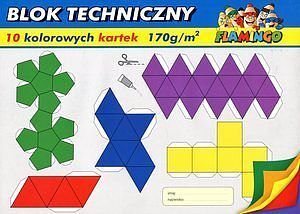 Blok techniczny kolorowy A4, 10 kartek Flamingo