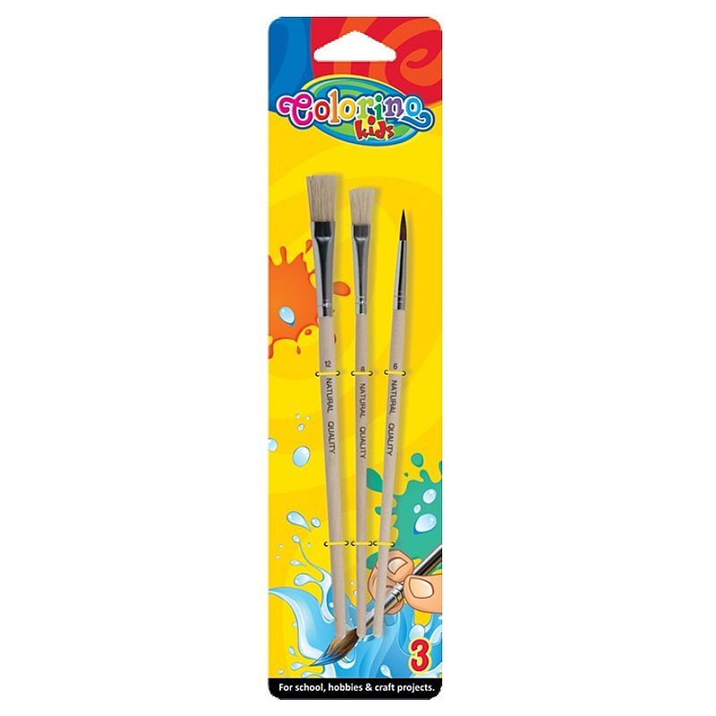 Pędzelki szkolne colorino kids blister 3 sztuki