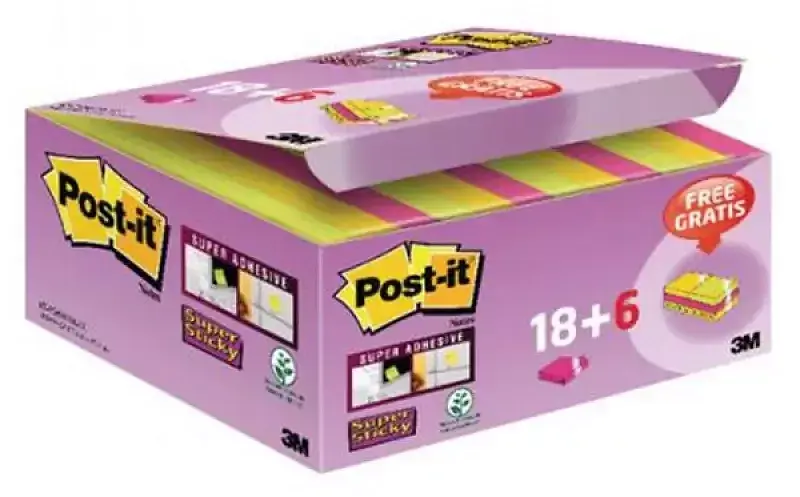 Paczka karteczki samoprzylepne 47,6x47,6mm mix kolorów 24 szt