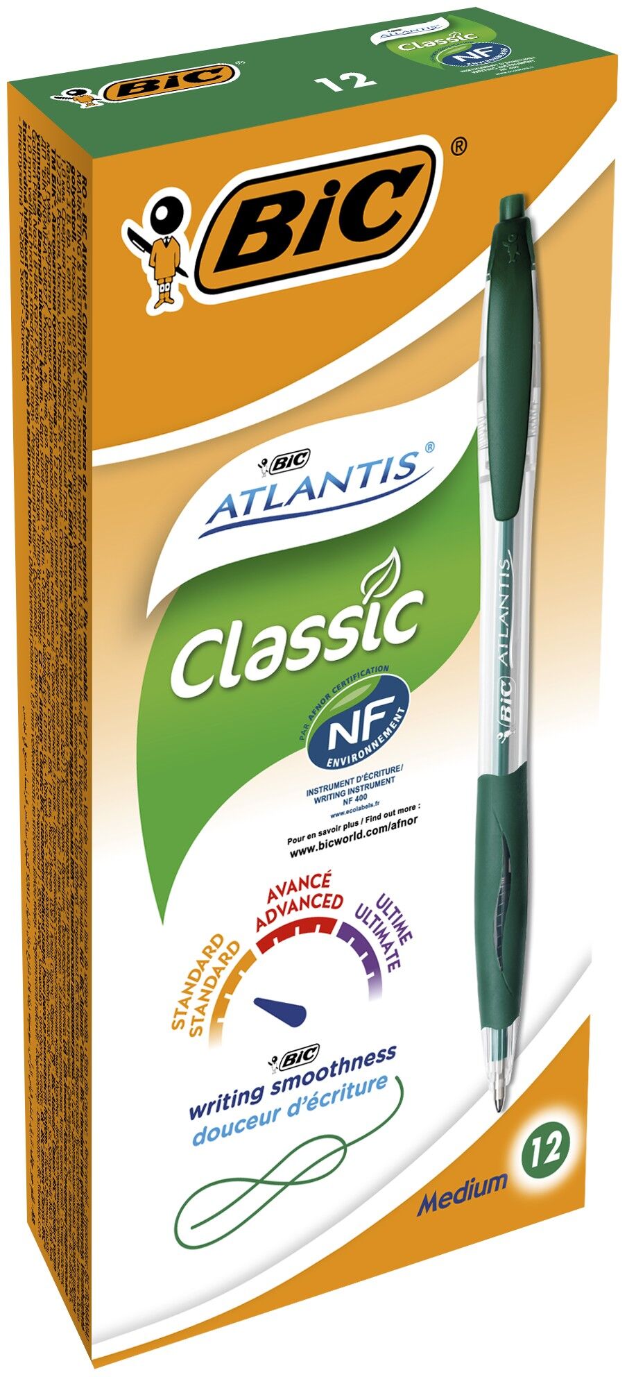 Paczka Długopis zielony BIC Atlantis Classic 12szt.