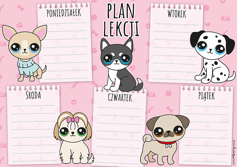 Plan lekcji a5 pieski