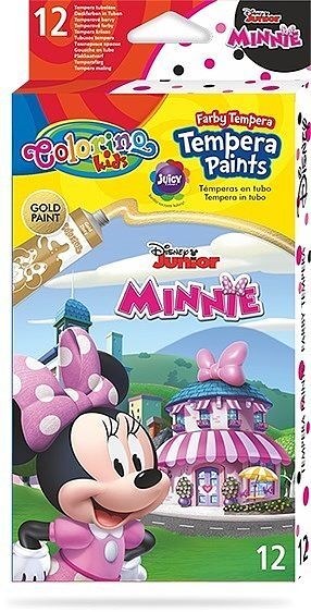 Farby colorino kids tempera w tubach 12 kolorów 12 ml minnie