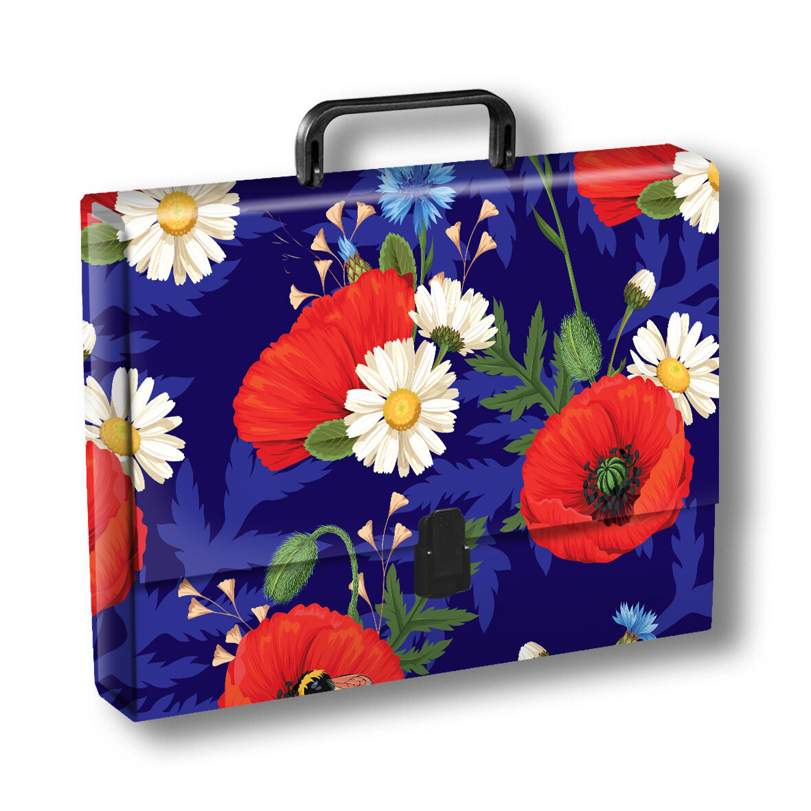 TECZKA Z RĄCZKĄ A4 T0126 KWIATY POLSKIE MAKI W FIOLECIE FOLIA MAT NIERYSUJĄCA