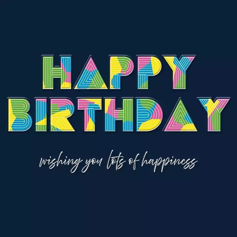 Karnet kw happy birthday napis neon