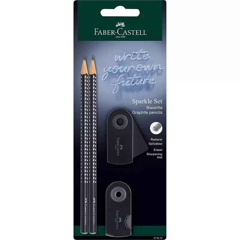 Zestaw sparkle black faber-castell 2 ołówki+ temperówka + gumka blister