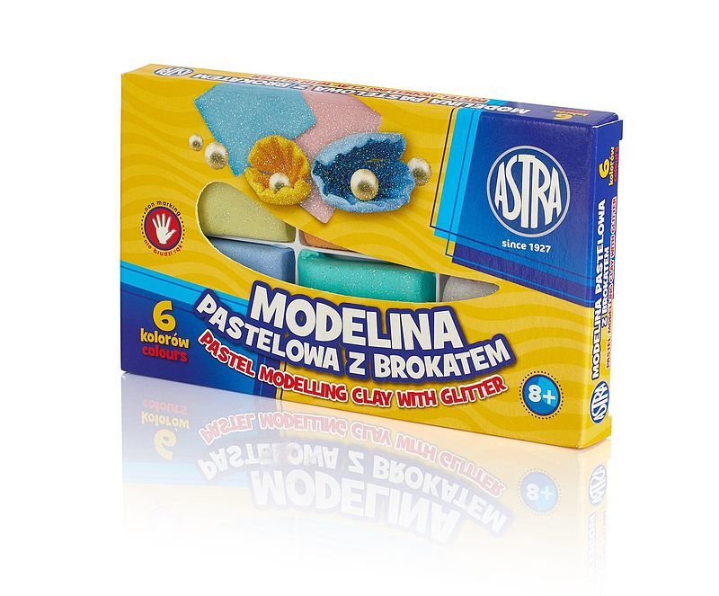 Modelina astra pastelowa z brokatem 6 kolorów