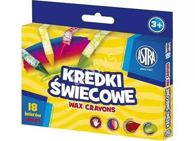 Kredki świecowe okrągłe astra 18 kolorów