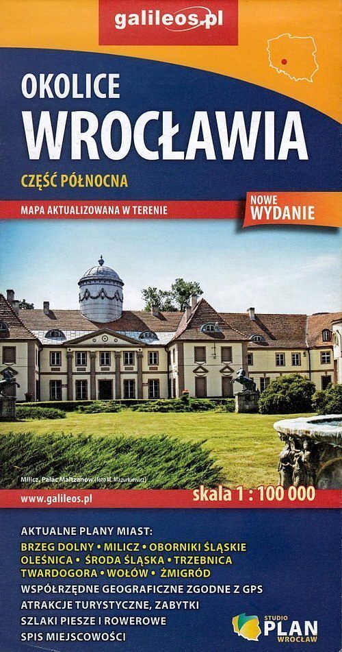 Okolice Wrocławia. Część północna. Mapa w skali 1:100 000