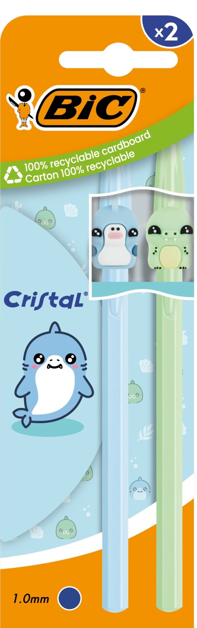 Długopis niebieski BIC Cristal Pastel Figurine Blue 2szt.mix kolorów