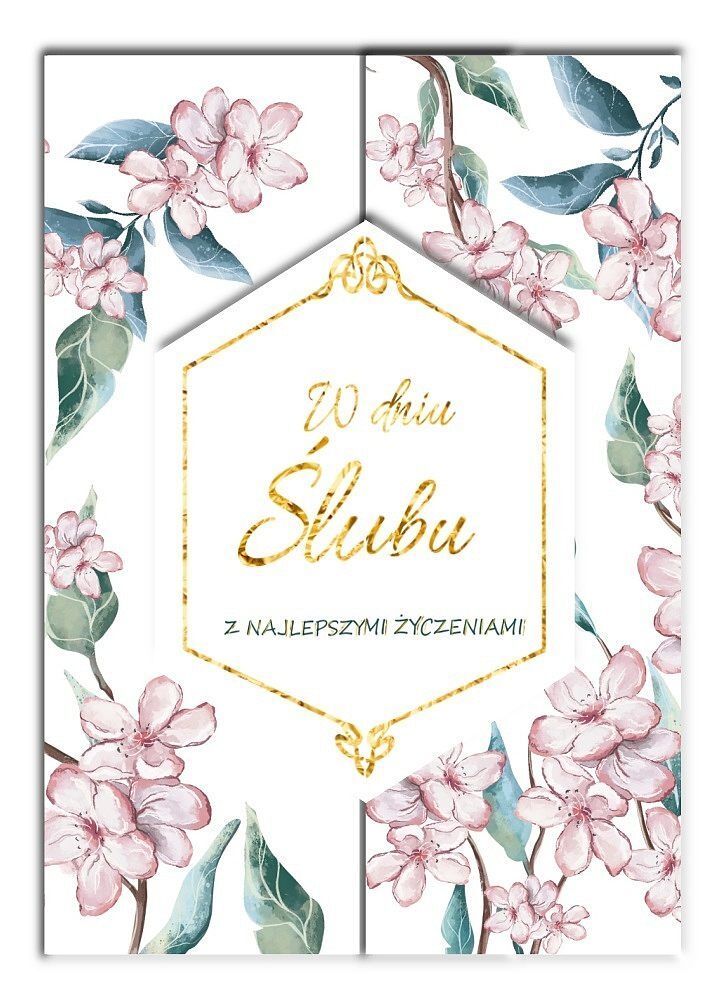 Karnet a5 rozkładany z bilecikiem hs ślub jabłoń