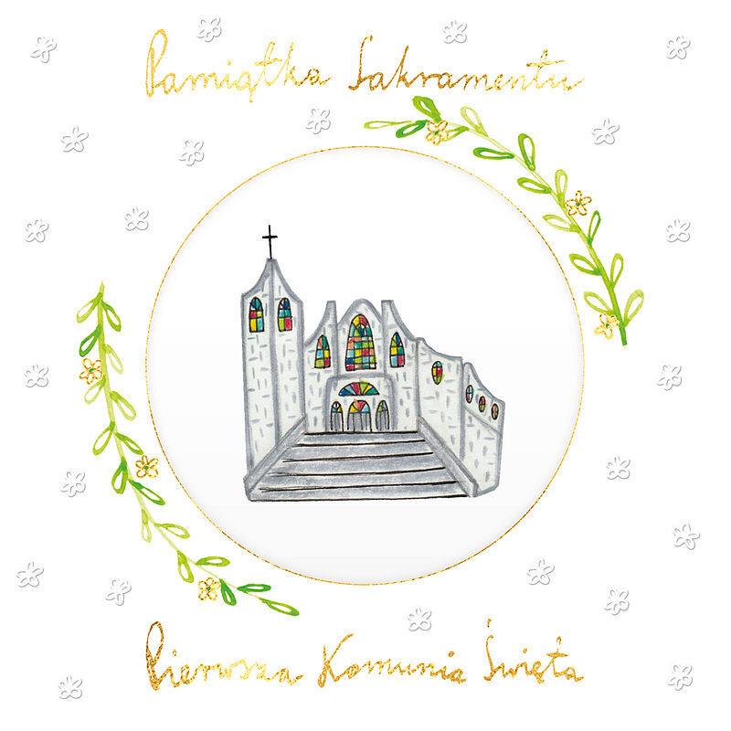 Karnet kw komunia z kółkiem hs kościółek