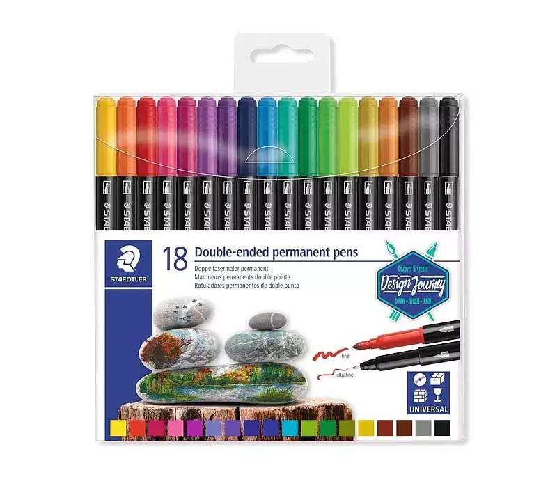 Flamastry staedtler design journey dwustronne wodoodporne 18 kolorów