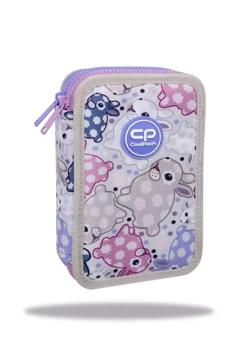 Piórnik 2-komorowy z wyposażeniem coolpack jumper 2 white bunny