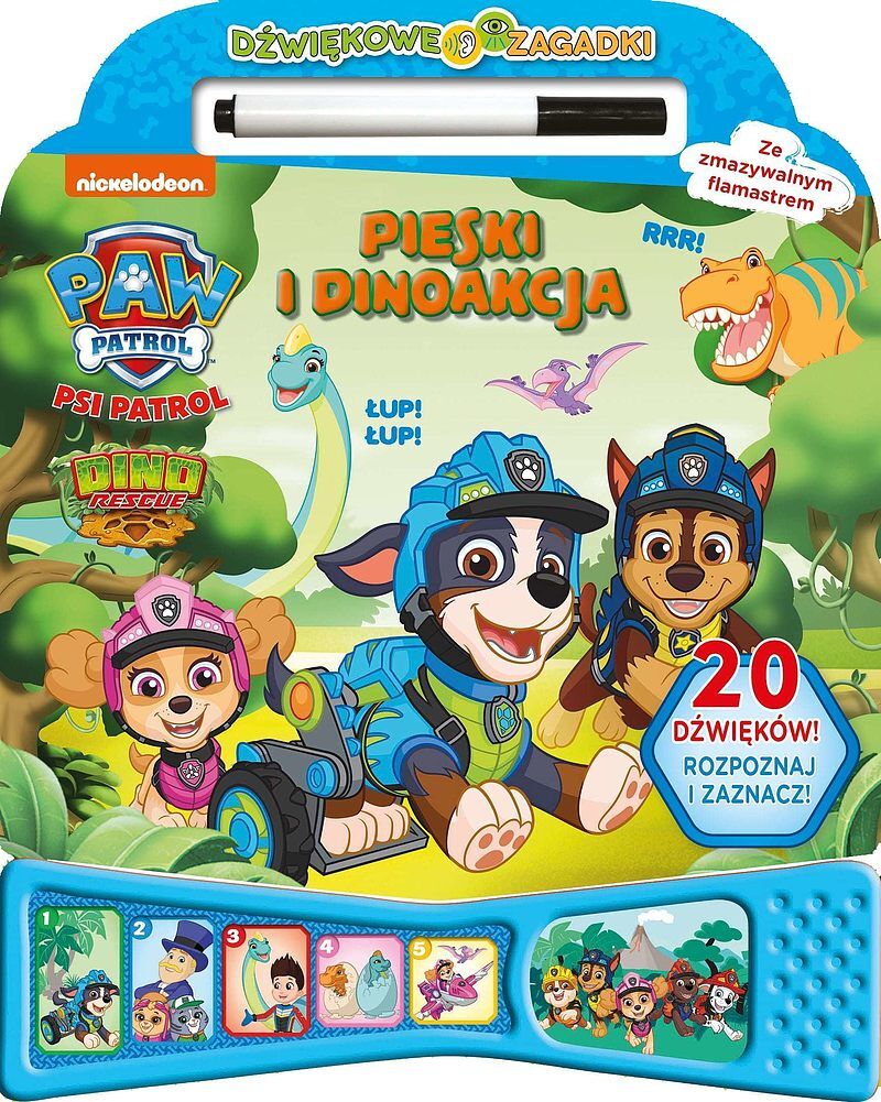 Psi Patrol. Dźwiękowe zagadki. Pieski i dinoakcja