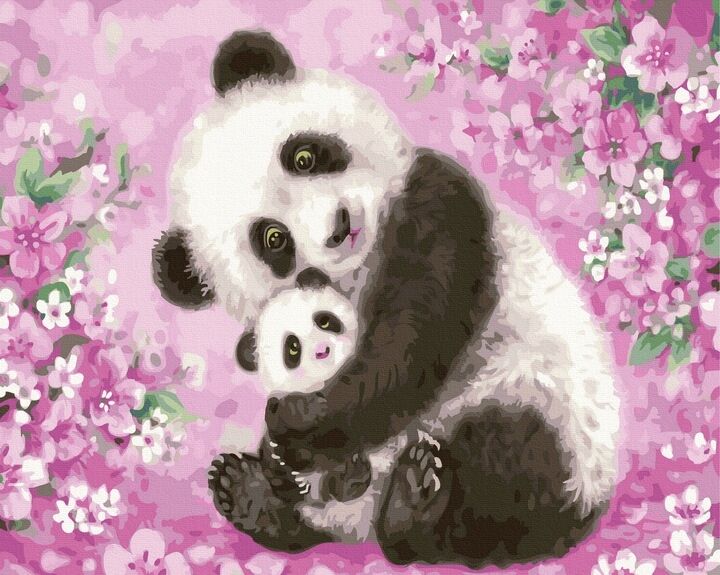 Malowanie po numerach Czułość mamy Panda