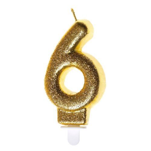 Świeczka brokatowa cyfra "6"