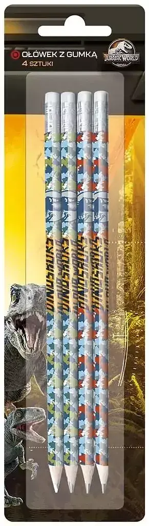 Ołówek z gumką 4 szt. Na blistrze jurassic park