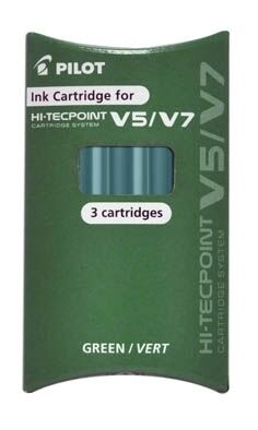 Naboje do cienkopisu Pilot V5 Hi-Tecpoint Cardige System 3 szt. zielone (IC-50-V5-G)