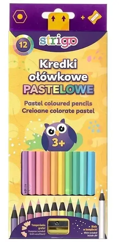 Kredki ołówkowe pastelowe strigo 12 kolorów