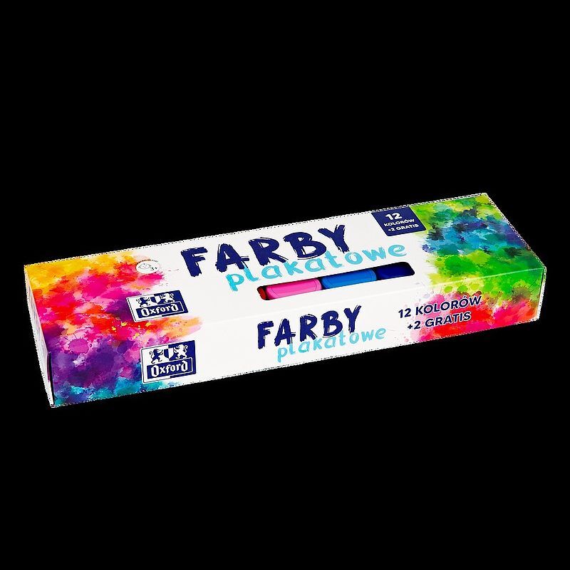 Farby plakatowe oxford 12 kolorów+2 / 20ml