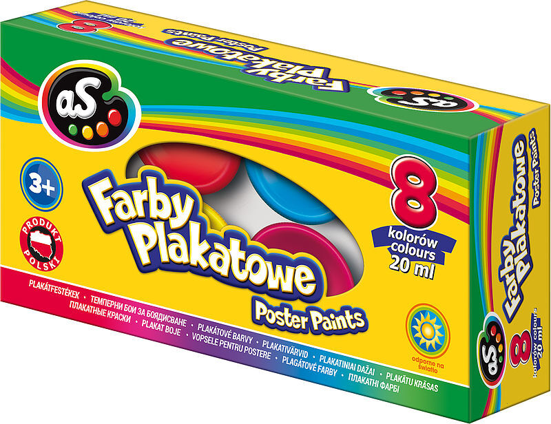 Farby astra as plakatowe 8 kolorów 20 ml