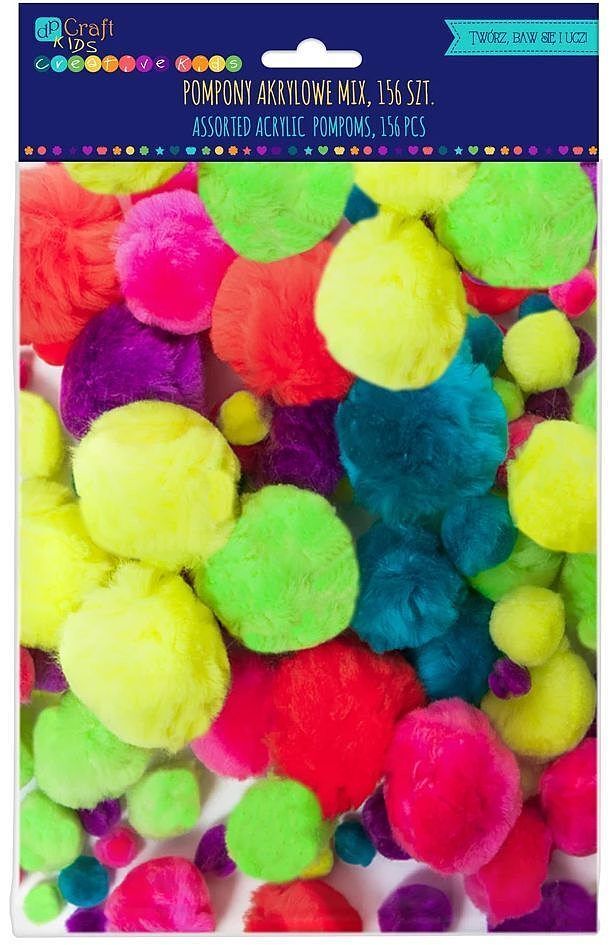Pompony akrylowe neon mix 156 szt. 156