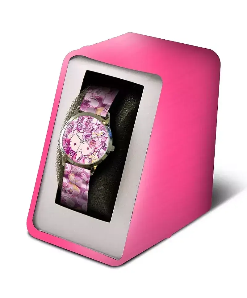 Zegarek analogowy z fioletowum paskiem w metalowym opakowniu hello kitty hk50027