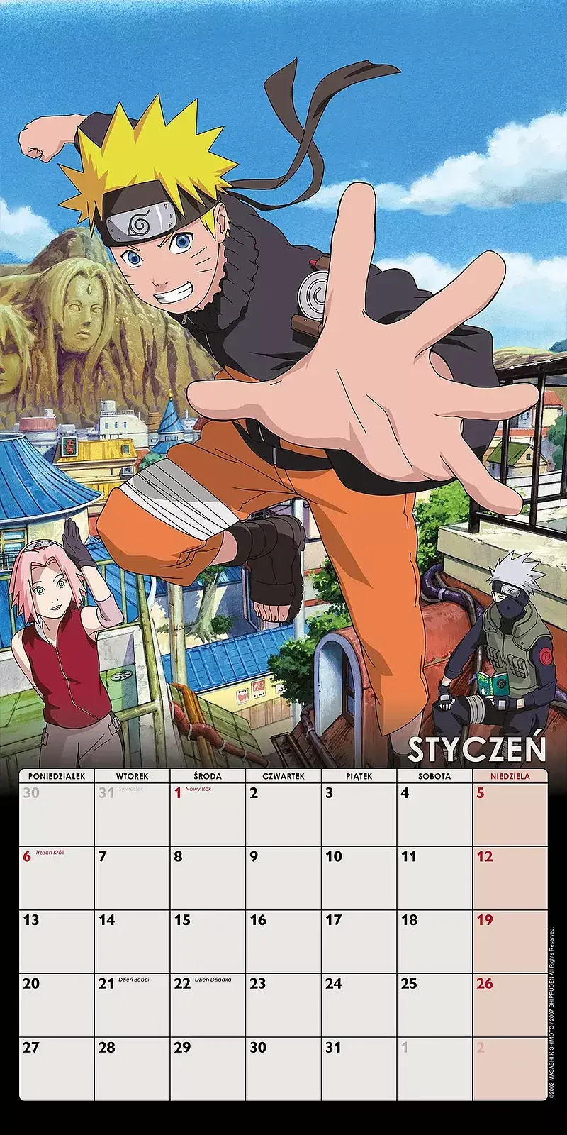 Kalendarz ścienny 2025 Naruto Shippuden