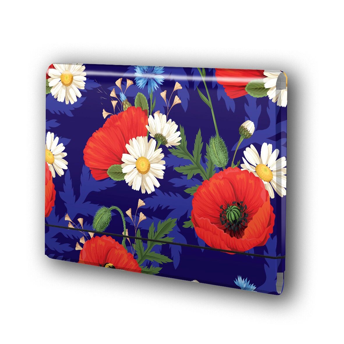 TECZKA ŁAMANA A4 NA GUMKĘ T0126 KWIATY POLSKIE MAKI W FIOLECIE FOLIA MAT NIERYSUJĄCA