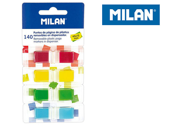 Indeksy transparentne fluo 4 kolory 45x12 mm 140 szt milan