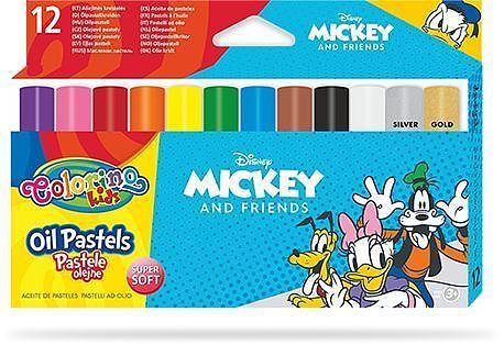 Pastele olejne colorino kids trójkątne 12 kolorów mickey