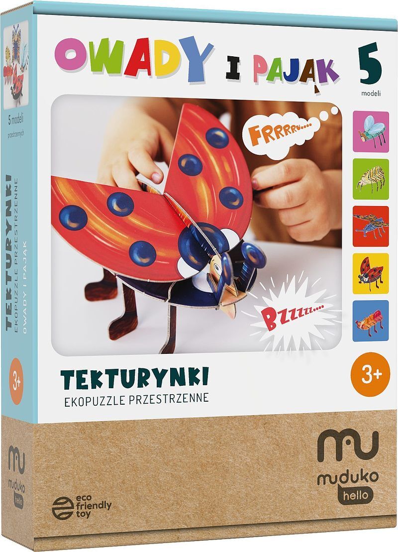 Ekopuzzle przestrzenne tekturynki owady i pająk 5 modli