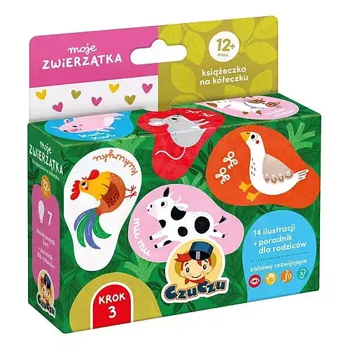 CzuCzu Moje zwierzątka Książeczka na kółeczku dla dzieci 12 mies. +