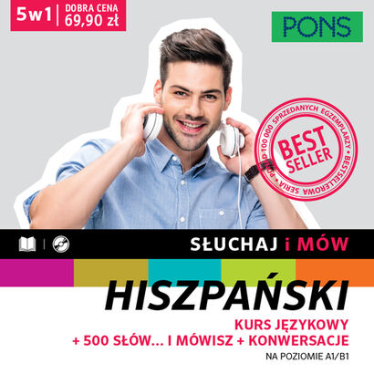 Słuchaj i mów PONS Kurs hiszpańskiego, konwersacje, 500 słów A1/B1 z nagraniami Pięć książek w pakiecie