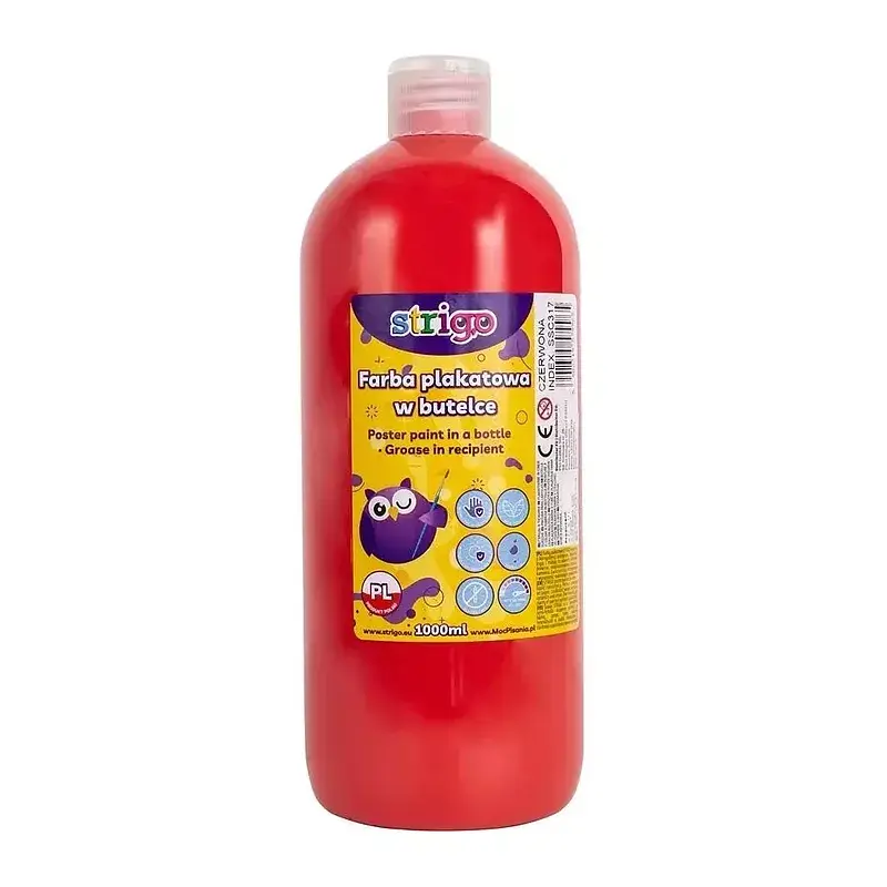 Farba plakatowa strigo butelka 1000 ml czerwona