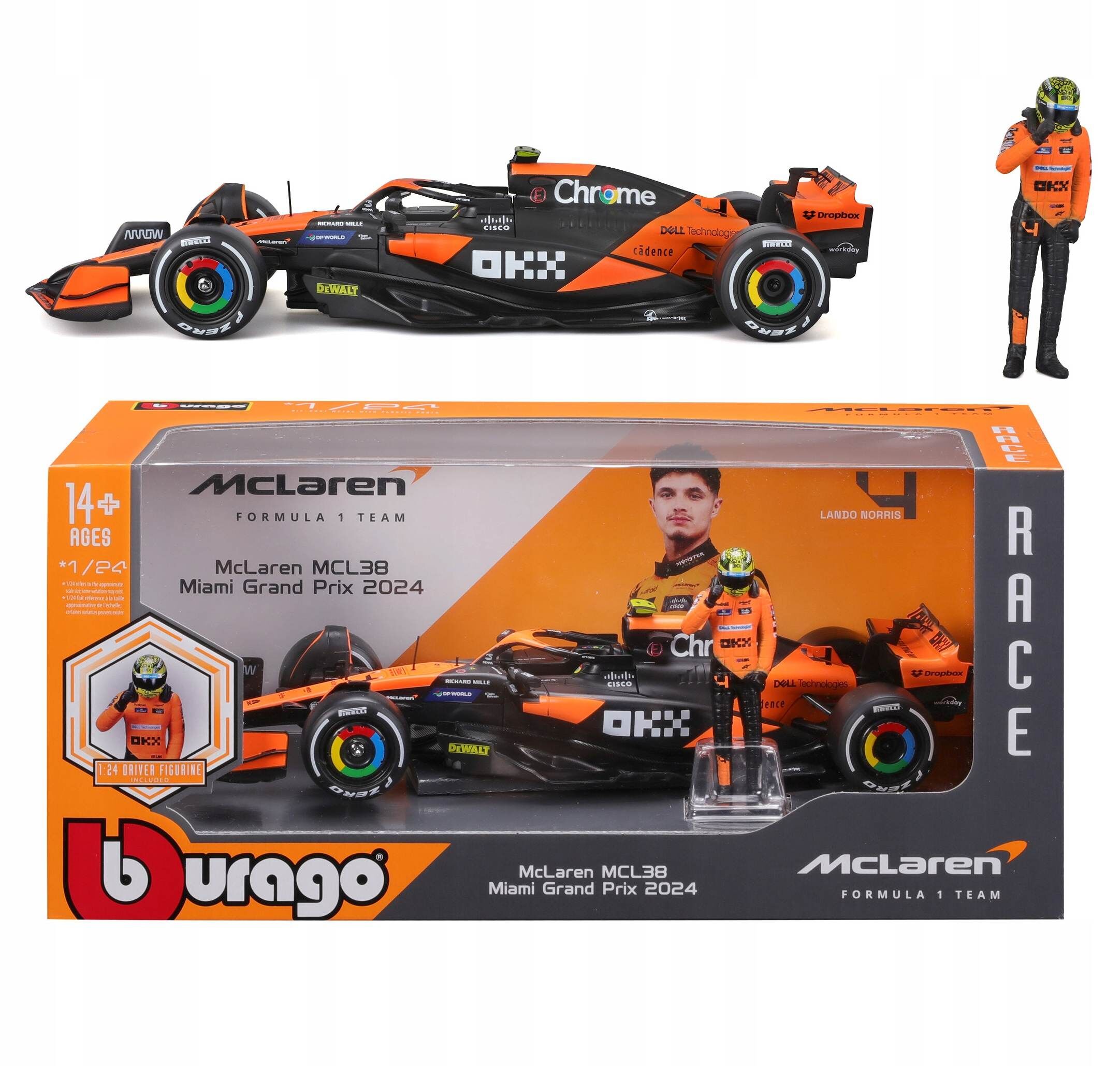Bburago Model 1:24 Bolid F1 Mclaren MCL38 figurka Oscar Piastri 18-28040_81