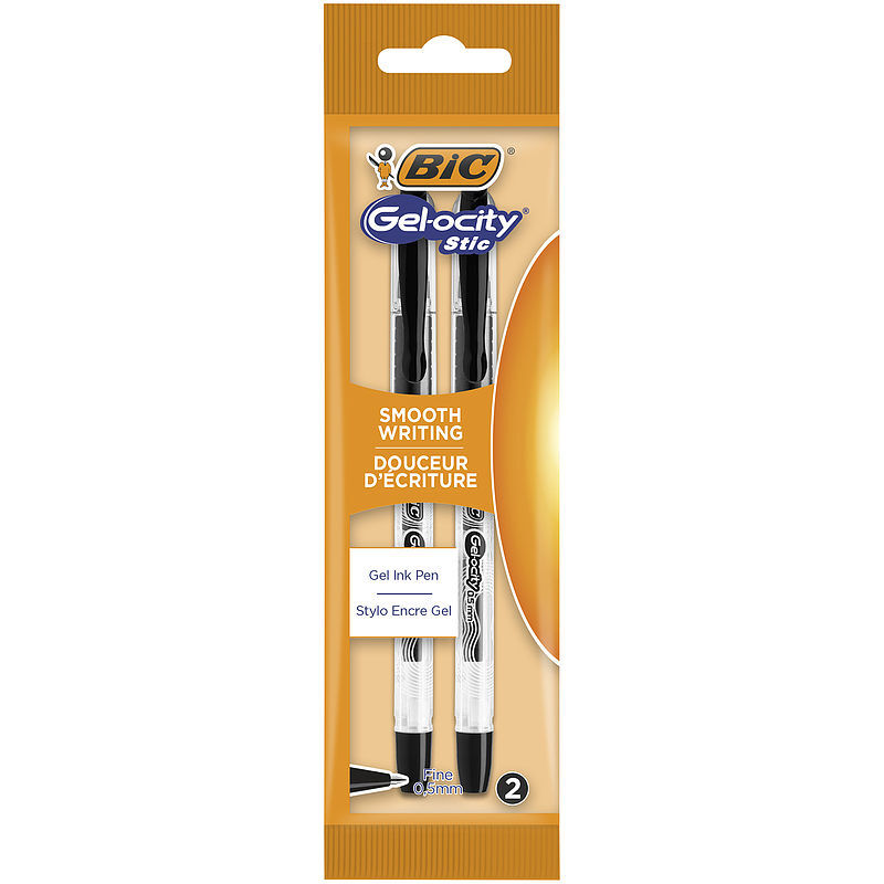Długopis żelowy bic gel-ocity stic 0. 5mm czarny pouch 2szt