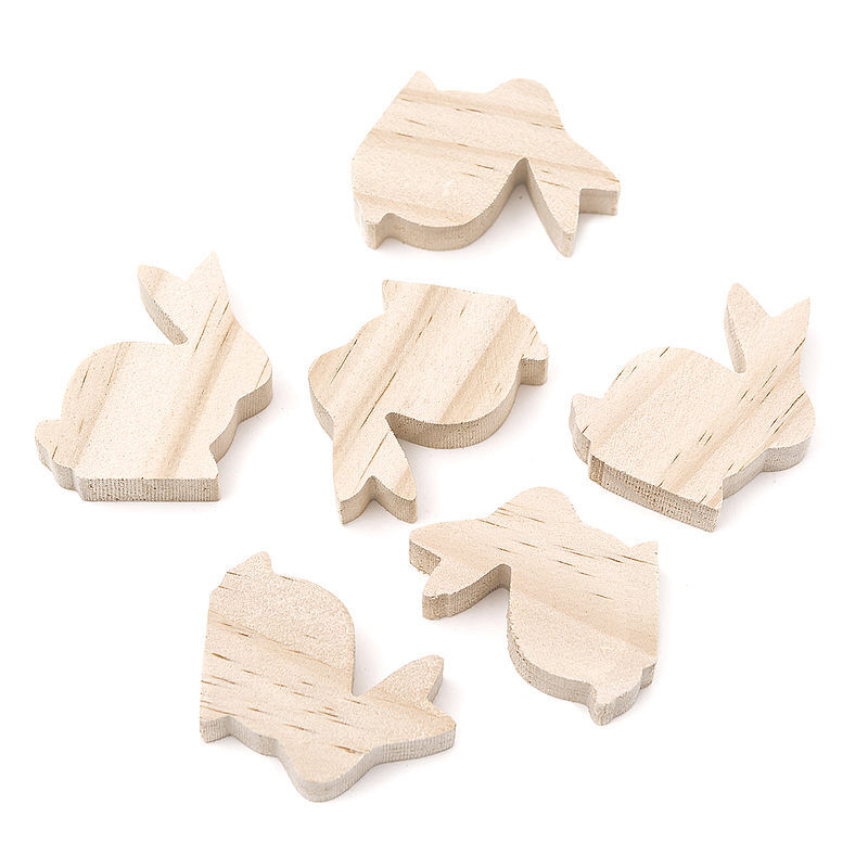 Króliczki drewniane  5 x 5,5 x 1,5cm 6szt