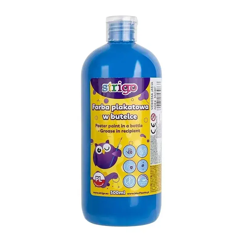 Farba plakatowa strigo butelka 500 ml jasnoniebieska