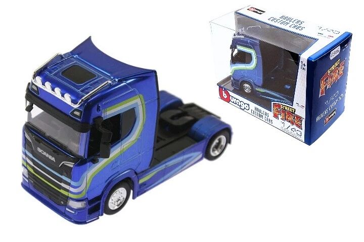 Bburago Model 1:43 ciężarówka Street Fire Scania 770S niebieski 18-32206