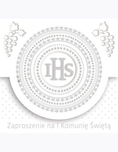Zaproszenie kwadrat ZKW 120x120 Komunia zest. 57191 Dziecięce - Chłopiec, Dziewczynka, Grafika, Religia, Srebrne, Tłoczenie