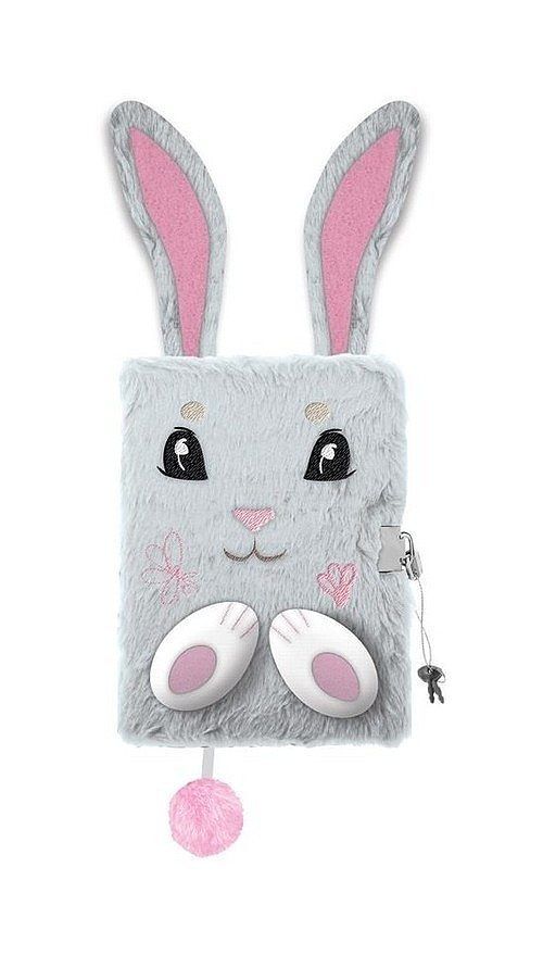 Pamiętnik z kłódką 3d włochacz a5 96k gray bunny
