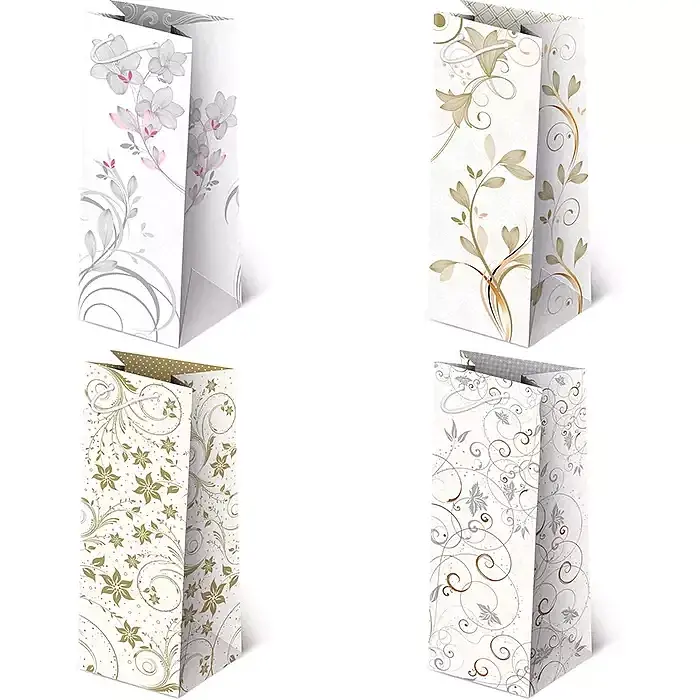 Torebki ozdobne al1-88 białe ornamenty 10 sztuk