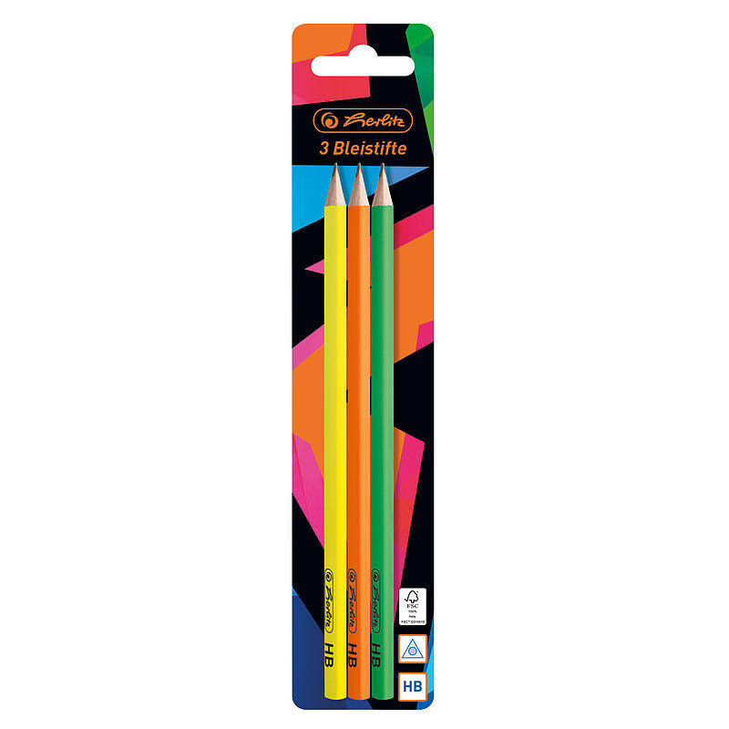 Ołówek herlitz neon art. Hb 3 sztuki blister