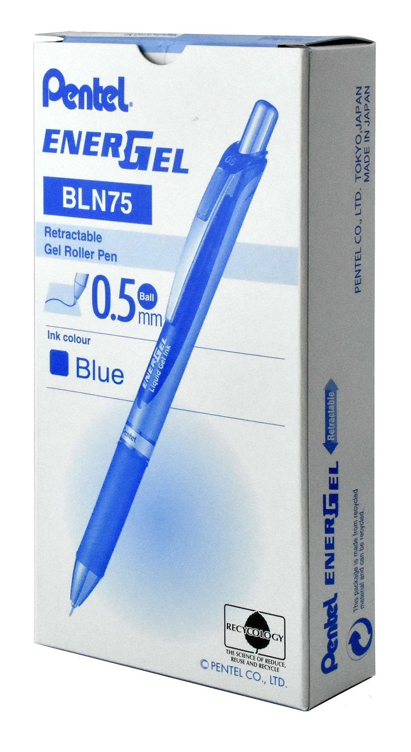 Cienkopis kulkowy 0,5 mm energel  bln75, niebieski x 12