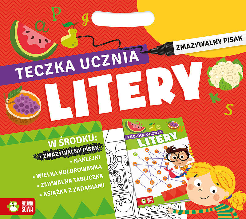 Teczka ucznia z pisakiem. Litery